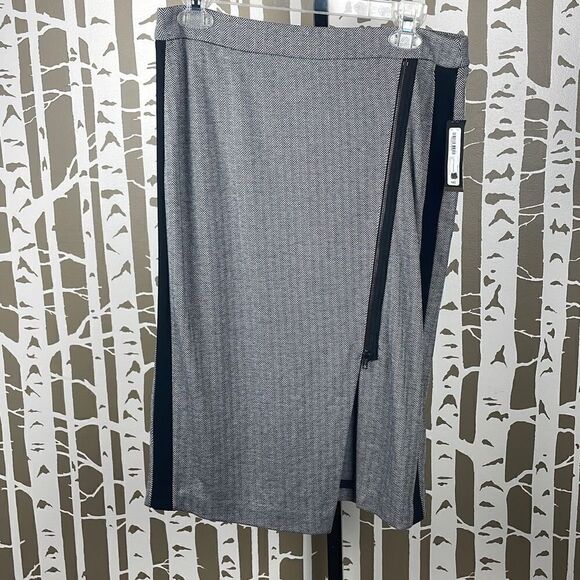 Worthington Light Grey Herringbone Stretch Jersey Knit Pencil Skirt NEW sz 12 - Picture 2 of 8